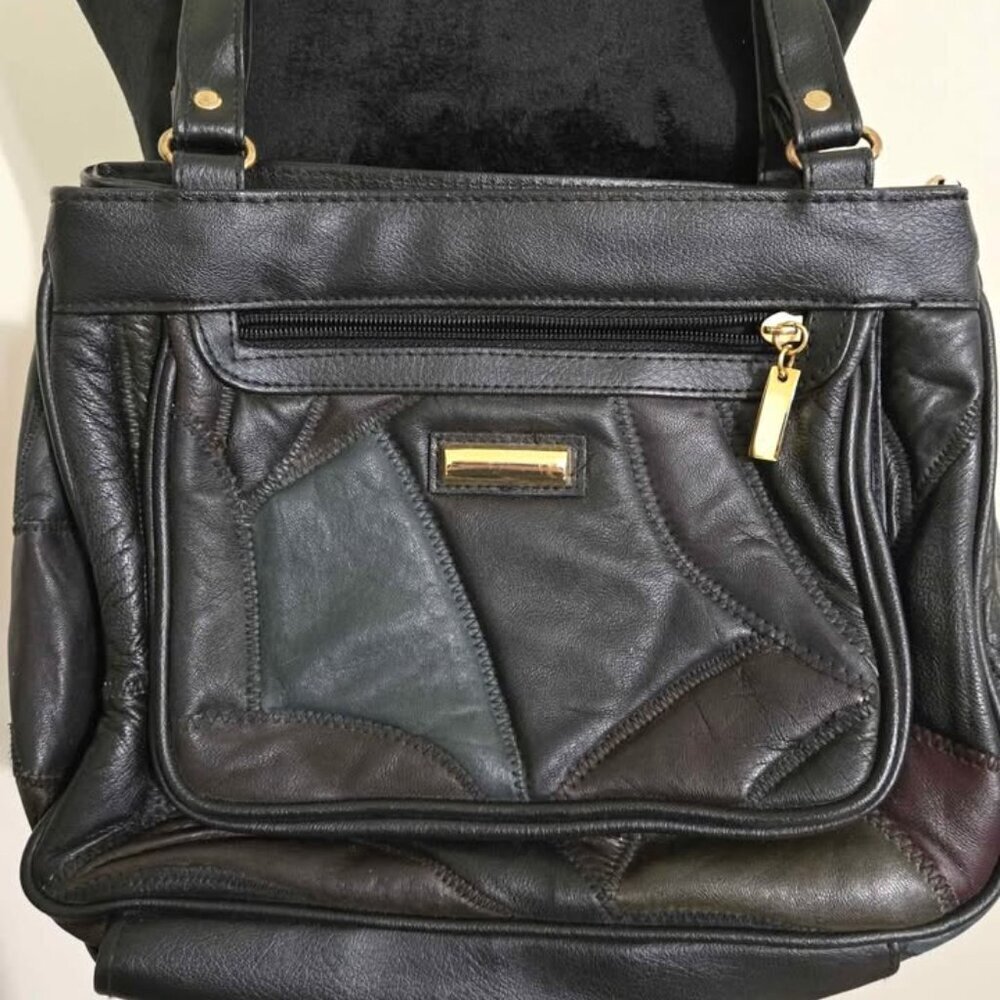 ✨️Vintage✨️ 1980's Black Multi-color Patchwork Handbag